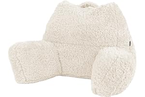Icon Teddybär Rückenlehne Lesekissen, Creme, Lesekissen Flauschig mit Sitzsack Füllung, Rückenstütze mit Tragegriff