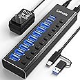 LEINSIS USB 3.2 Hub 10-Port USB 3.2/USB C Hub (10Gbps USB-A 3.2 +2 USB-C 3.2 +7 USB 3.0 Ports) with Individual On/Off Switches and 12V Power Adapter, USB Hub
