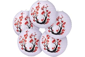 Tiamu Linterna de papel decor, Sakura linternas redondas de celebración, lámparas de papel, linternas colgantes para bodas, Halloween, cumpleaños, Navidad, fiesta, decoración de jardín