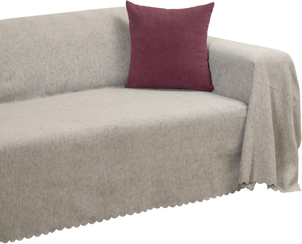Latuda Home Premium Koltuk Örtüsü 175x300 LARGE Gramajlı Jakarlı Şönil Kil | Kanepe Örtüsü | Kaymaz