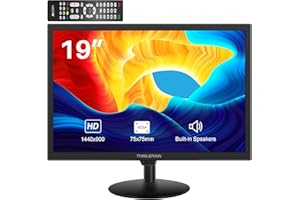 Thinlerain Monitor PC 19 Pulgadas 1440x900 Pantalla LED Monitor con HDMI VGA AV BNC Puertos USB, 60Hz, 5Ms, VESA, Altavoces Integrados, Negro