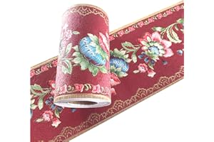 Simplemuji 5 Meters Lantern Flower Self-Adhesive Wallpaper Border PVC Wall Covering Borders Bathroo 10cm by 5mm Kitchen Tiles Decor Sticker (Red)