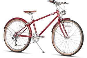 Glerc Bicicleta híbrida de 24 Pulgadas para niños de 8 a 12 años, 6 velocidades, para niños y niñas