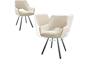 JIJIAN 2er Set Esszimmerstuhl Drehbar mit Armlehne, Drehbar 360°, Küchenstuhl, Moderner Polsterstuhl mit Stoffrückenlehne für Küche, Esszimmer, Schlafzimmer, Beige