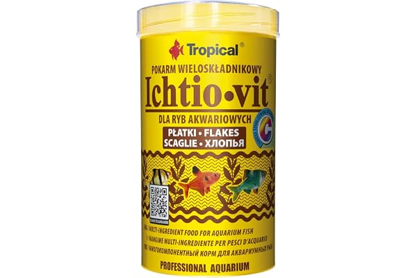 ICHTIO-VIT 500ml / 100g - Nourriture Multi-ingrédients pour Poisson d'aquarium en Flocons