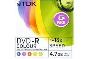 TDK MEDIA Pack de 5 DVD-R Tdk 4.7 GB. Slim (Precio x Pack)