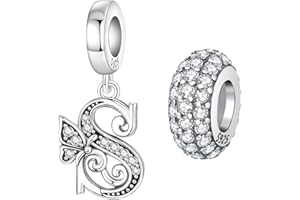 PANPOKI 2 ciondoli a forma di lettera, in argento, con alfabeto, per bracciali, ciondoli, gioielli, bracciali europei, collane, gioielli regalo per donne, Universal Kompatibilität Charms, Argento