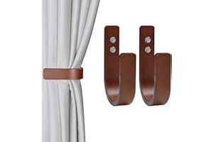 OCIOLI 2 alzapaños de Cortina de Madera en Forma de U, Ganchos de Cortina en Forma de U, Soporte de Cortina de Montaje en Pared, Soporte de Cortina para Cortinas (Café)