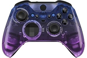 eXtremeRate Gradient Przejrzysty Bluebell Soft Touch Grip Błyszcząca Osłona Płyty Czołowej, Zestaw Zamienny Obudowy Shell Case Przedniej dla Xbox One Elite Series 2 Controller Model 1797 - Thumbstick Accent Rings Dołączony