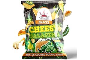 ‎POPPAMIES Poppamies Scharfe Jalapeno & Käse Kartoffelchips – Extra Knusprig – Milder Schärfe mit Köstlichem Geschmack – 150g Packung