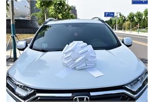 Chexin Lazo grande blanco para coche, cumpleaños, regalo de cumpleaños, bicicleta, boda, día de San Valentín, día de la madre, Navidad, casas nuevas, lazo gigante de 50 cm de diámetro y cintas de 600