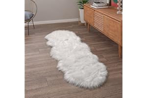 ‎PACO HOME Paco Home Kunstfell Fellteppich Imitat Teppich Hochflor Sitzkissen Herzform Rund Fell Form, Grösse:80x120 cm Fell-Form, Farbe:Weiß