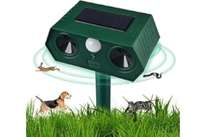VUSOSET Solar cat deterrent animal repeller - cat repellent, marten & bird deterrent with PIR sensor (120° detection angle, 12m range) - waterproof, solar-powered for garden, yard, farm