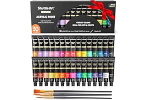 Shuttle Art Acrylic Paint Set, 30 x12ml Tubes Craft Paints for Children, Acrylic Paint Kit for Clay, Model, Poster, Rock Painting, Paints for Kids Adults Beginner Painting on Canvas Wood Model Fabric
