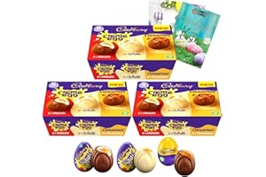 Cadbury Creme Egg Multipack With 3 Boxes of Cadbury Mixed Creme Egg Chocolate 200g and 1 Fancy Labels Easter Card | Chocolate Easter Eggs Gifts for Women, Men and Kids Easter Egg Hunt