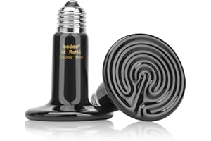 bedee Lampe Chauffante, Lot de 2 Ampoule Chauffante, 100W Ampoule Infrarouge Chauffante, E27 Lampe Céramique Chauffante, Lampe Infrarouge Chauffante pour Amphibiens/Reptiles/Tortue