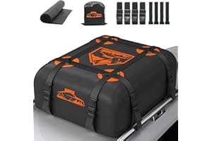 Rymopuey Foldable Roof Box, 15 Cubic/425 L, 700D Waterproof Car Roof Box with Non-Slip Mat and 6 High Performance Straps, Foldable Soft Roof Bag Car for Cars with/without Pannier Rack