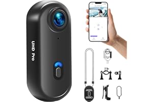 NinjaCam Action Cam 4K WiFi, Bodycam Mini Körperkamera, Helmkamera Motorrad, Sportkamera Wasserdicht bis 30M, Haustier Kamera, Tragbare Kabellose Actionkamera für Outdoor Sportarten, Schwarz