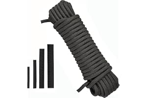 Treadstar Multifunktionsrep, 10 mm, 20 meter, rep, svart polypropylenrep, ankarvirke, nylonsnöre, flätat rep, textilrep