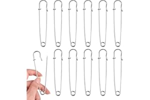 Jiayaus Imperdibles Grandes, 12 Piezas 10 CM Imperdibles para Ropa, Cuero, Lienzo, Falda Escocesa, Manta, Tejido de Punto, Manualidades (Plata)