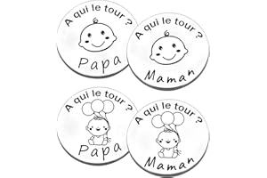 XANEWZA 2 PCS Pièces de Décision en Acier Inoxydable, Cadeau Bébé Naissance, Cadeau pour Papa Maman, Cadeau Bapteme Fille Garçon, Pièce de Décision de Nouveaux Parents, Cadeaux Personnalisés pour BéBé