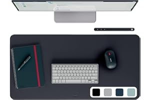 Tapis de bureau grand format Leitz : Sous-main de bureau imperméable, antidérapant, tapis clavier et souris pour bureau ou maison. Durable, résistant aux rayures, facile à nettoyer (80x40cm, noir)