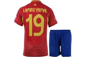 metekoc Spain Yamal 2024 Heim #19 Football Fußball Kinder Trikot Shorts Fußballbekleidung Geschenk Set Jugendgrößen