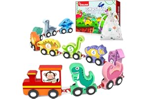 OSLINE Toddler Toys for Boys Girl Gifts, Wooden Train Set Dinosaur Toy, Montessori Educational Toy -- Christmas Easter Birthday Gift