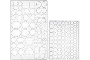 FUNSHOWCASE Jewellery Casting Mould Cabochon Gem Silicone Mould Oval Teardrop Square Heart Round Shapes, for Polymer Clay, Crafting, Resin Epoxy, Pendant Earrings Making, Large and Small, 2 in Set