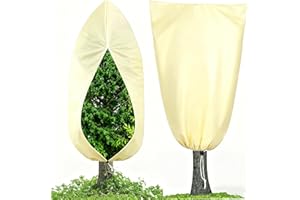 YOWMINA 2PCS Plant Fleece Frost Protection, 180 x 120cm 80gms With Zip Drawstring,Winter Garden Cloth Blanket Jacket Horticultural Bags Plant Covers for Outdoor Fruit Olive Tree Potted Shrub from Cold Weather