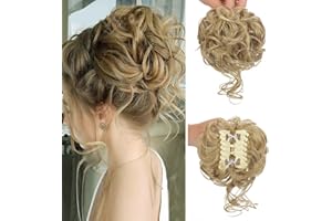 SJZDYLXY Claw Messy Bun Hair Pieces Clip Wavy Curly Hair Chignon Clip in Hairpieces Tousled Updo Donut Hair Bun Synthetic Hair Ponytail for Women Girls