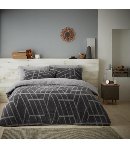 Teddy Fleece Tartan Check Duvet Cover Set – Super Warm & Cozy Bedding, Machine Washable