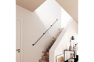 Pamo Handlauf für Treppen | 36-392 cm | Handlauf schwarz aus stabilen Rohren im industrial Loft Design | Treppengeländer innen zur Wandbefestigung | Handläufe