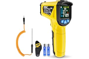Termómetro Infrarrojo con Sonda MESTEK Termómetro Láser Digital Pistola de IR Temperatura Infrarroja -50℃~800℃ sin Contacto E