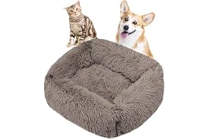 crazy bean Cama Mascota Relajante con Felpa Suave Cama para Perro Lavable Antideslizante Cama para Mascotas Gatos Perros, Marrón Claro, S(55 * 45 * 20cm)
