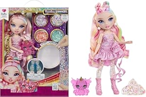 RAINBOW HIGH Rainbow Shimmers avec Slime - Bella, Rose - Poupée Mannequin de 28 cm, avec Un Kit de Slime et Un Lama de Compagnie, Convient aux Enfants de 4 Ans et Plus