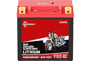 MOUDENSKAY Litium motorcykelbatteri 12 V litium YTX12-BS 6 Ah 450A 76,8 WH