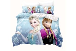 LKFFHAVD Ropa de cama de anime Frozen Anna y ELSA de dibujos animados de 135 x 200 cm, funda nórdica con funda de almohada adecuada para niños y niñas (220 x 240 cm, 8)