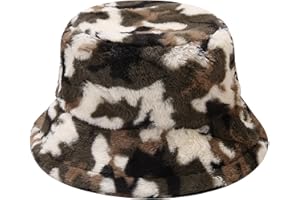 Malaxlx Damen Plüsch Fischerhut Wintermütze Flauschige Bucket Hat Warme Anglerhut