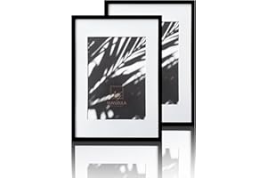 VUVUZULA A2 Frame Black Picture Frames A2 Black Frame A2 Photo Poster with A3 Mount Set of 2 with Perspex Glass