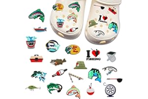 IGEAIIE Fishing Croc Decoration Charms, Fun Outdoor Fishing-Themed PVC Shoe Charms for Clog, Durable DIY Accessories for Men, Teens, and Kids, Perfect for Camping, Fishing, and Gift Ideas