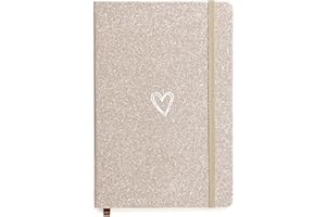 ZTUOK Carnet A5 à paillettes ligné pour filles et femmes, joli journal ligné avec couverture rigide en forme de cœur pour le travail, l'école, la prise de notes, le travail – Doré