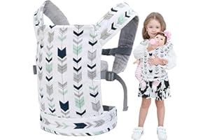 BRISKORE Muñeca Transporte Doll Carrier Delantera y Trasera de Bebé de Algodón para Niños de hasta 18 Meses, Cisne