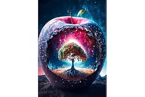 DOMROM Arbre Diamond Painting, Pomme Peinture Diamant Adulte, Diamant Painting Kit Complet, 5D Enfants Broderie Diamond Artisanat Strass de Croix Cristal Painting pour Décoration Murale 30x40cm