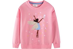QHKEPW Girls Jumper Unicorn Cat Butterfly Strawberry Flower Kids Sweatshirt Toddler Top Long Sleeve Round Neck Cotton Casual Clothes T Shirt 1-7 Years Old