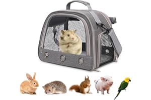 APKOL Kleine Haustier Tragetasche, Meerschweinchen Tragetasche Transportbox, Kaninchen Tragetasche, Kleintier Haustier Tragetasche für Hamster Igel Meerschweinchen und kleine Haustiere,Grey