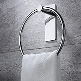 iSTAR Stainless Steel Self Adhesive Round Towel Ring | No Drilling Wall Mounted Bathroom Accessories | Durable Napkin Hand To