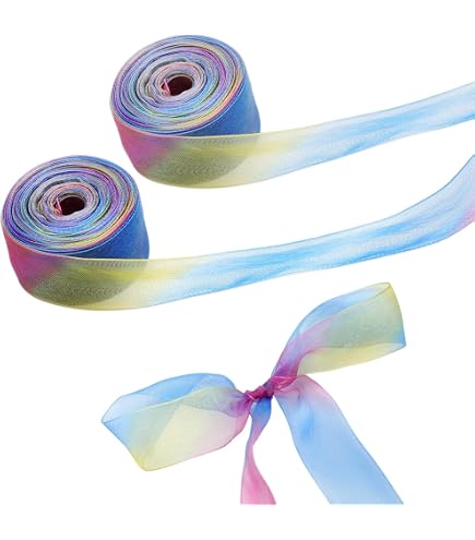 Ruban Satin Arc-en-Ciel 25 Yards (22m) X 40mm - Ruban Multicolore Pour Emballages Cadeaux Noël, Mariages, Fleurs Et DIY