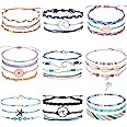 MAKINGTEC Braided Bracelet Set, Adjustable Waterproof Wave Handmade Braided Bracelet Combination, Summer Bohemia Friendship Bracelet Anklet Jewelry for Girls Ladies (29 Pcs)