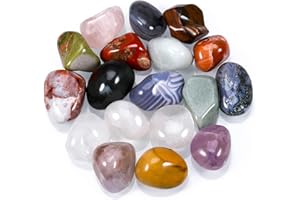 Huiguli 18 Pcs Healing Crystal Stones, Natural Gemstones Healing Crystal Gifts Palm Stones Reiki Chakra Crystals, Lucky Polished Pocket Stone for Anxiety Stress Relief, Balancing Yoga, Meditation